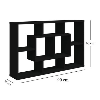 REPISA FLOTANTE MELAMINA 4 DIVISIONES 90X60X20CM NEGRO - 3