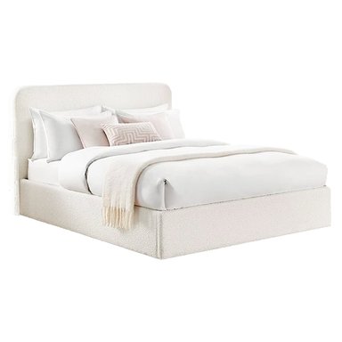 CAMA TAPIZADA CALIFORNIA CURVO IVORY 2 PLAZAS - 1