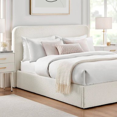 CAMA TAPIZADA CALIFORNIA CURVO IVORY 2 PLAZAS - 2