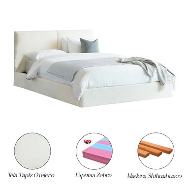 CAMA TAPIZADA CALIFORNIA COZZY IVORY QUEEN - 4