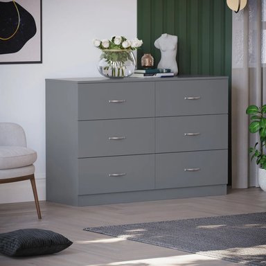 COMODA MELAMINA GRIS NOA 1.20M 6 CAJONES