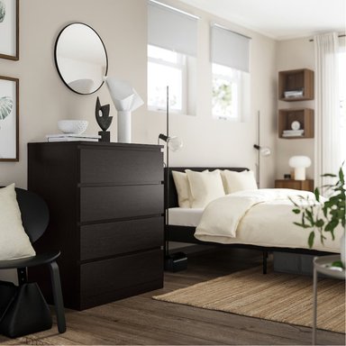 COMODA MELAMINA NEGRO ORIS 4 CAJONES 80CM