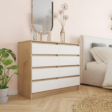 COMODA MELAMINA BLANCO - DUNA 1.20M 8 CAJONES