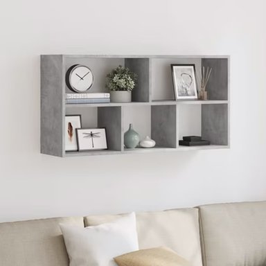 REPISA FLOTANTE MELAMINA 5 DIVISIONES 90X60X20CM CEMENTO