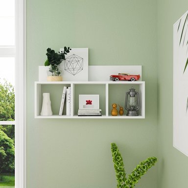 REPISA FLOTANTE MODERNA DE MELAMINA BLANCO 80X49CM