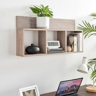 REPISA FLOTANTE MODERNA DE MELAMINA CASTAÑO 80X49 CM