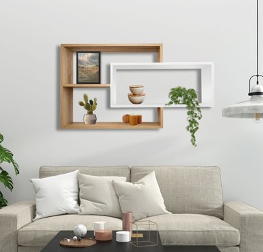 REPISA FLOTANTE MELAMINA 104X58X20CM MACADAMIA|BLANCO