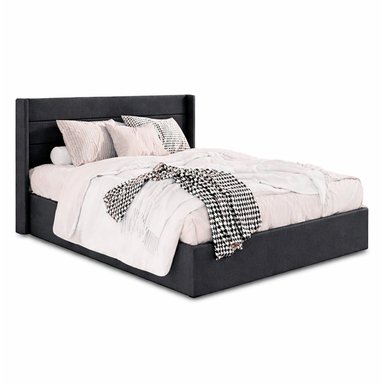 CAMA LEMUEBLE TAPIZADA LISTÓN VENUS PLOMO OSCURO QUEEN - 2