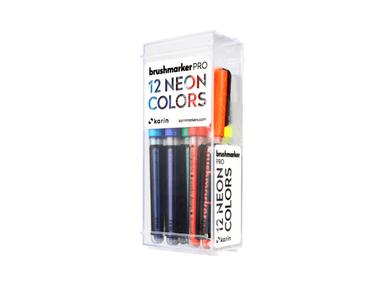 MARCADORES KARIN BRUSH MARKERS PRO SET 12 COLORES NEON