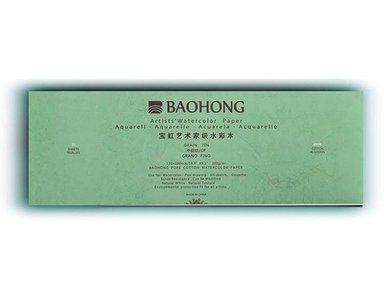 BLOCK BAOHONG PAPEL DE ACUARELA ALGODÓN ARTIST GRANO FINO 38 CM X 13 CM