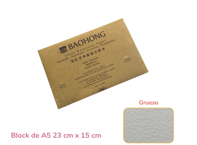 BLOCK BAOHONG A5 PAPEL DE ACUARELA ALGODÓN ARTIST GRANO GRUESO 23 CM X 15 CM
