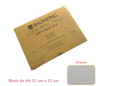 BLOCK BAOHONG A4 PAPEL DE ACUARELA ALGODÓN ARTIST GRANO GRUESO 31 CM X 23 CM