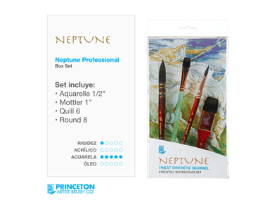 SET DE PINCELES PRINCETON - BOX PROFESIONAL NEPTUNE - 4 PIEZAS
