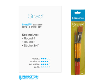 SET DE PINCELES PRINCETON 2 SNAP GOLD X 3 PIEZAS