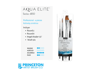 SET DE PINCELES PRINCETON PROFESIONAL AQUA ELITE X 4 PIEZAS
