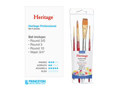 SET DE PINCELES PRINCETON PROFESIONAL HERITAGE X 4 PIEZAS