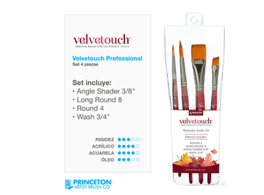 SET DE PINCELES PRINCETON PROFESIONAL VELVETOUCH X 4 PIEZAS