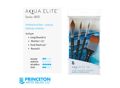 SET DE PINCELES PRINCETON BOX PROFESIONAL AQUA ELITE X 4 PIEZAS