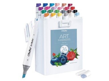 SET MARCADORES OHUHU 22 24 UNIDADES KAALA PUNTA DELGADA - ANCHA + PUNTA FINA DE ALCOHOL TONOS BÁSICOS+ 1 BLENDER