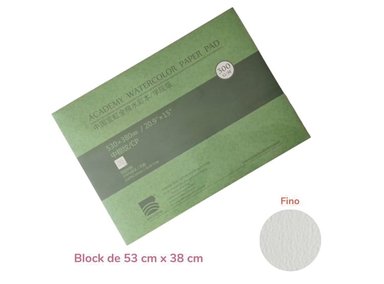 BLOCK BAOHONG PAPEL DE ACUARELA ALGODÓN ACADÉMICO GRANO FINO 53CM X 38CM