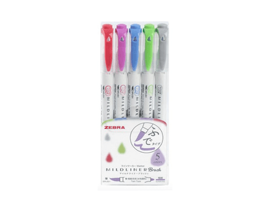 SET MARCADORES ZEBRA MILDLINER BRUSH PEN SOFT MILD