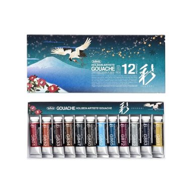 SET TEMPERA HOLBEIN GOUACHE 15 ML 12 COLORES INVIERNO