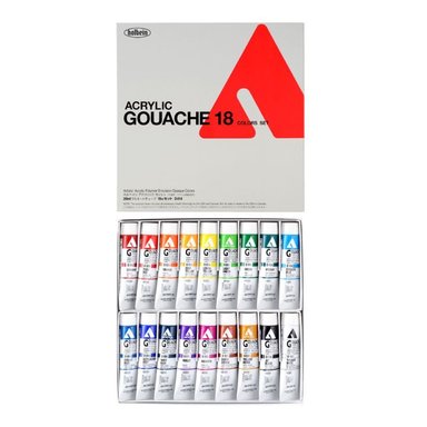 PINTURA HOLBEIN ACRYLA GOUACHE SET 20 ML 18 COLORES