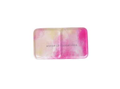 ESTUCHE VACÍO PARA ACUARELAS (METAL) - PEQUEÑO + 12 GODETS - ROSA AMARILLO