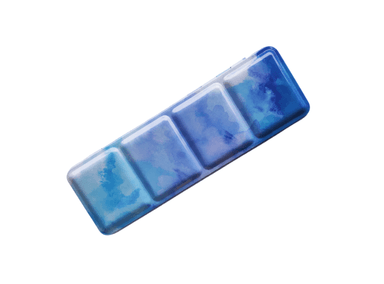 ESTUCHE VACÍO PARA ACUARELAS SIN SOPORTE (METAL) - MEDIANO + 44 MEDIOS GODETS - CELESTE AZUL SOLIDO