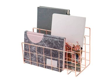 ESTANTERÍA DE 3 COMPARTIMIENTOS PARA REVISTAS O LIBROS COLOR ROSE GOLD - YUNA LUNA