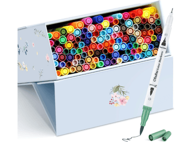 SET MARCADORES OHUHU 120 UNIDADES MAUI ( ACUARELABLE) PUNTA PINCEL Y PUNTA FINA