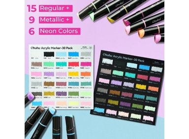 OHUHU KAKAAKO:  MARCADORES DE ACRÍLICO SETX30 COLORES DOBLE PUNTA (PUNTA FINA + PUNTA BALA) - 3