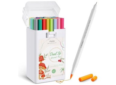 OHUHU MARCADOR ACUARELABLE DOBLE PUNTA: PUNTA PINCEL Y PUNTA EXTRA FINA - SETX40 COLORES