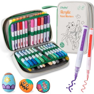 OHUHU ACRYLIC: 48 MARCADORES (24 COLORES FINA Y REVERSIBLE)