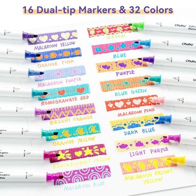 OHUHU MAGIC HIGHLIGHTER MARKERS: 16 MARCADORES DOBLE PUNTA - 3