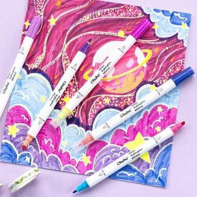OHUHU MAGIC HIGHLIGHTER MARKERS: 16 MARCADORES DOBLE PUNTA - 5