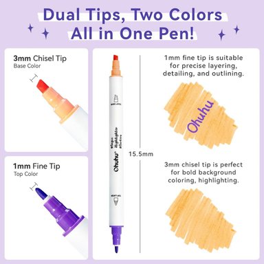 OHUHU MAGIC HIGHLIGHTER MARKERS: 16 MARCADORES DOBLE PUNTA - 6
