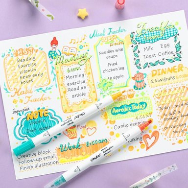 OHUHU MAGIC HIGHLIGHTER MARKERS: 16 MARCADORES DOBLE PUNTA - 8