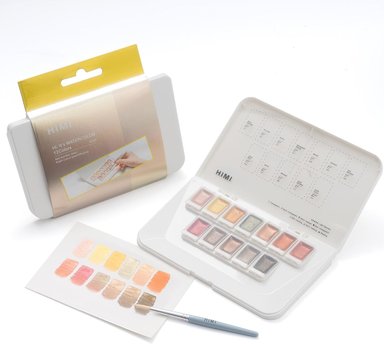 MIYA HIMI ACUARELA METÁLICA EN PASTILLA: SET 12 COLORES - GOLD