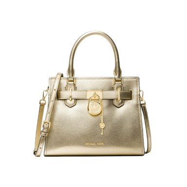 CARTERA MICHAEL KORS HAMILTON SMALL DORADO SATCHEL METALLIC MUJER