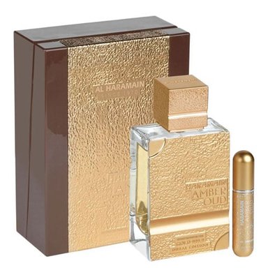 PERFUME AL HARAMAIN AMBER OUD GOLD 999.9 EDITION 2.5 OZ EXTRAIT DE PERFUM + REFILLABLE ATOMISER