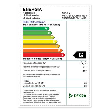 AIRE ACONDICIONADO SPLIT 12,000 BTU/H MIDEA CONVENCIONAL FRÍO SOLO - 4