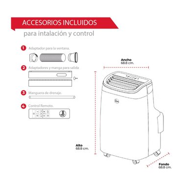 AIRE ACONDICIONADO PORTÁTIL 9,000 BTU/H RHEEM CONVENCIONAL FRÍO SOLO - 4