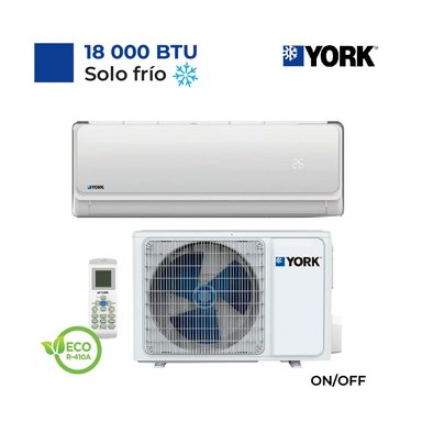 AIRE ACONDICIONADO SPLIT YORK PARED 18,000 BTU/H ON/OFF FRÍO SOLO