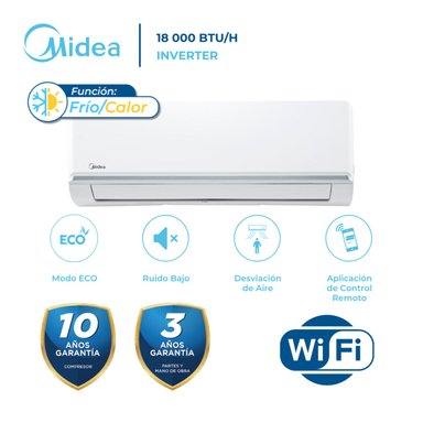 AIRE ACONDICIONADO SPLIT MIDEA 18,000 BTU INVERTER FRÍO/CALOR