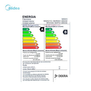AIRE ACONDICIONADO SPLIT MIDEA 18,000 BTU INVERTER FRÍO/CALOR - 6
