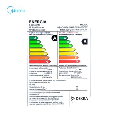AIRE ACONDICIONADO SPLIT MIDEA 24,000 BTU/H INVERTER FRÍO/CALOR - 6