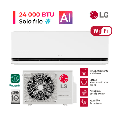 DUALCOOL AIRE ACONDICIONADO INVERTER 24000 BTU FUNCIÓN SOLO FRÍO CON IA - 1