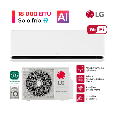 DUALCOOL AIRE ACONDICIONADO INVERTER 18000 BTU FUNCIÓN SOLO FRÍO CON IA - 1