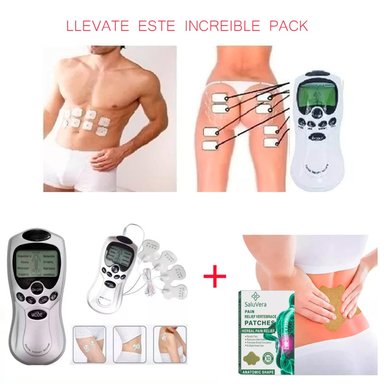 PACK MASAJEADOR 4 ELECTRODOS + PARCHE PARA EL DOLOR CERVICAL